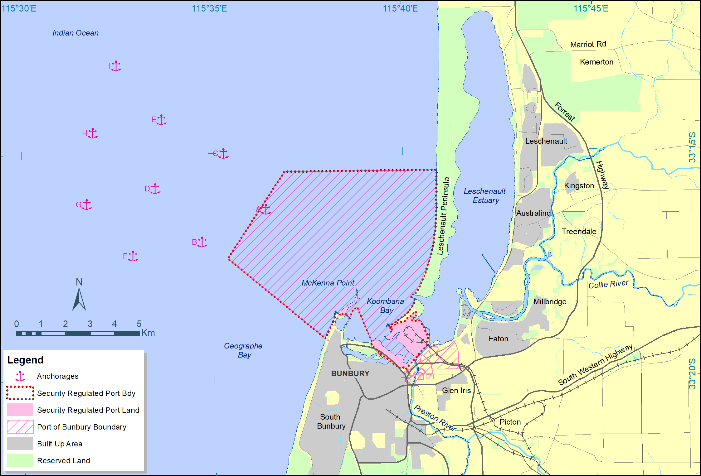 Bunbury anchorage map