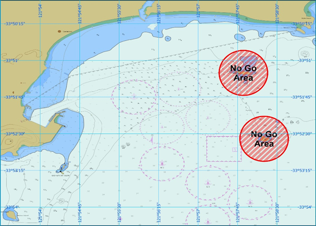 Esperance passage plan - no go areas Esperance passage plan - no go areas