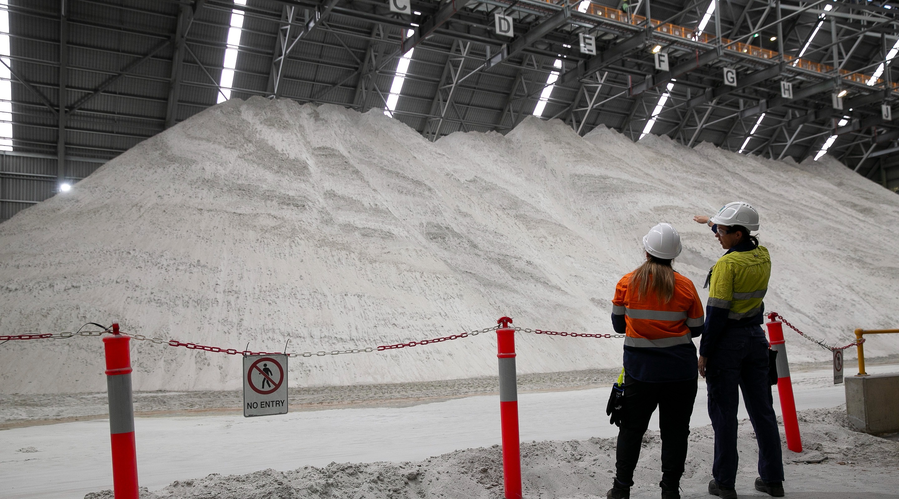 Shed full of spodumene with Talison Lithium and Southern Ports representative