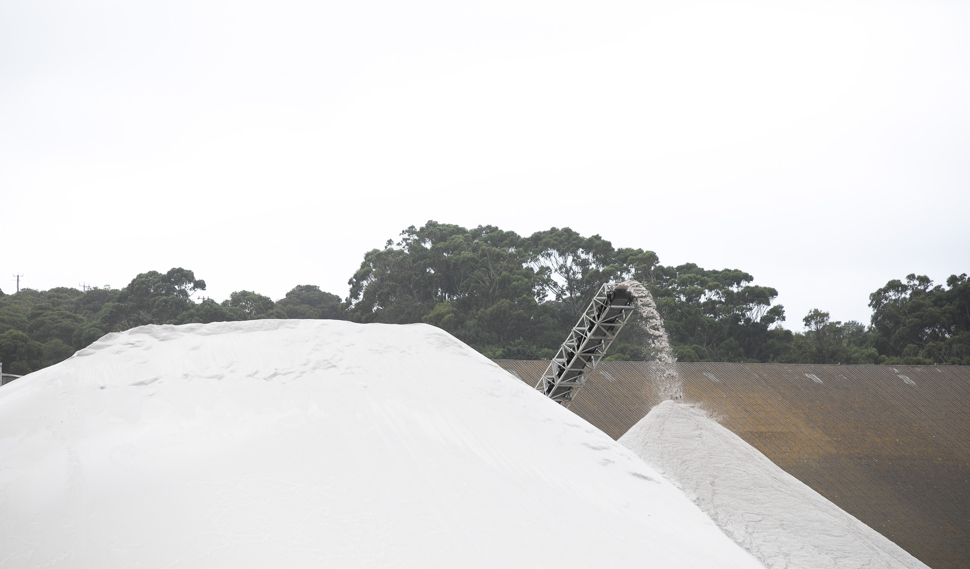 Silica sand stockpiles at the Port of Albany