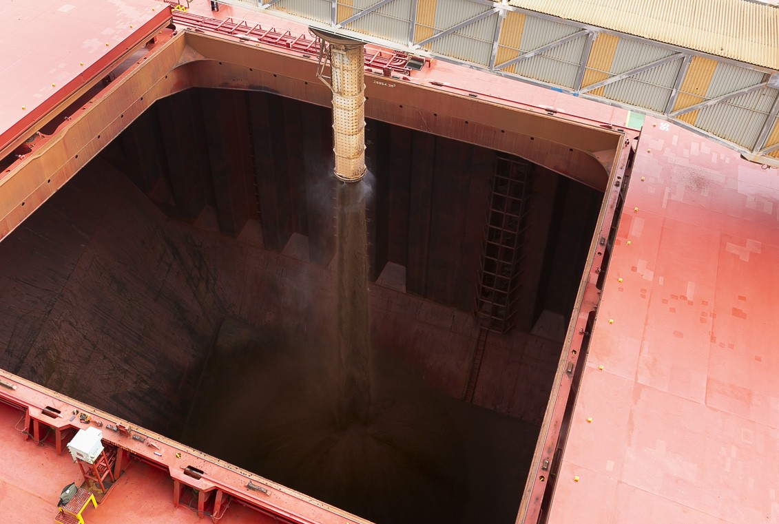 Iron ore loading into vessel