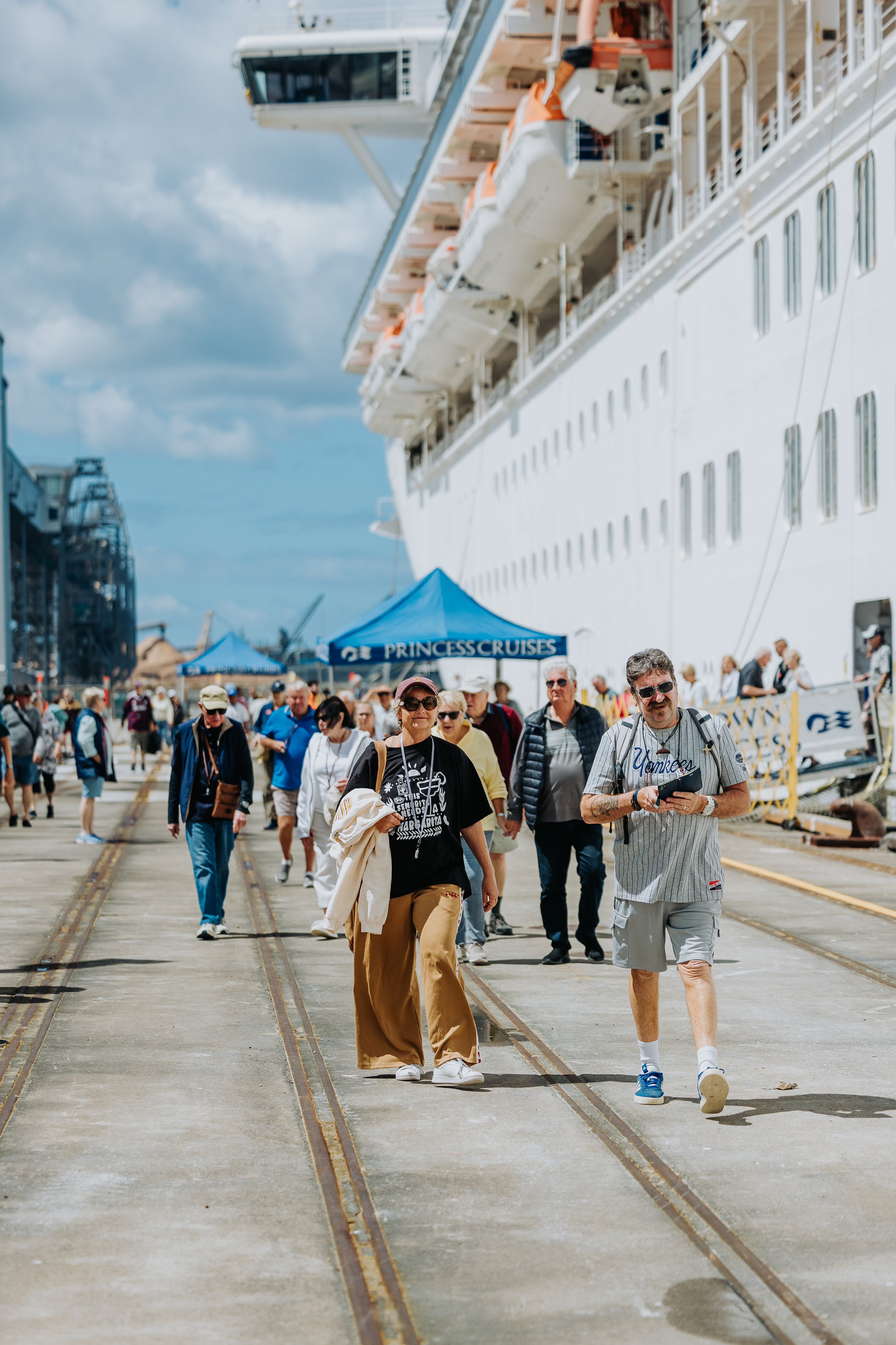 Cruise passengers disembarking Crown Princess