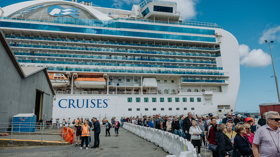 Cruise passengers awaiting transport