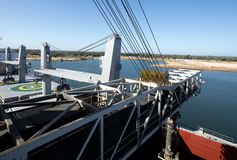 Berth 8 shiploader loading silica sand