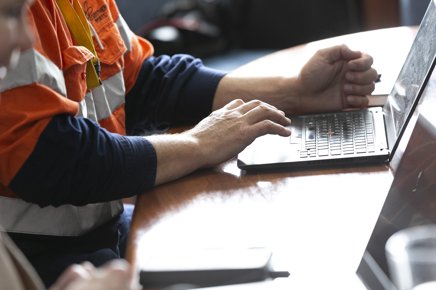 Person accessing computer