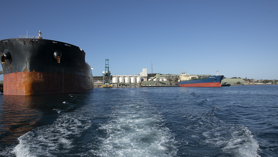 Wake of boat in Esperance Port