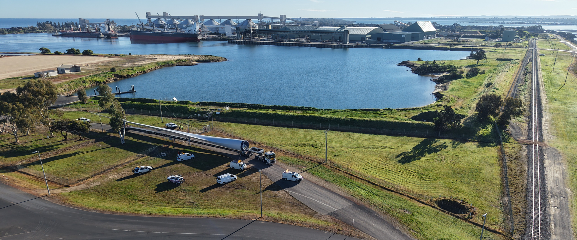 Wind farm blade being transported through the Port of Bunbury