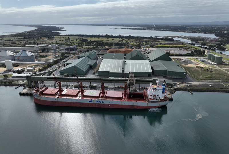 Ship loading at Berth 8 at the Port of Bunbury